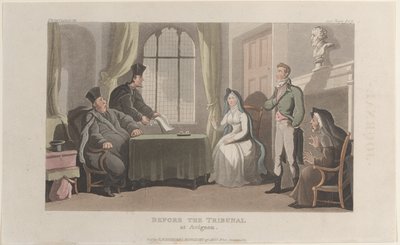 Frontispis: Před tribunálem v Avignonu, z Journal of Sentimental Travels v ..., 1821. od Thomas Rowlandson