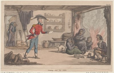 Getting into his Billet, from The Military Adventures of Johnny Newcome, 1815., 1815. od Thomas Rowlandson