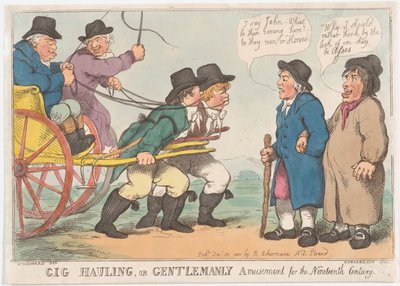 Gig Hauling neboli gentlemanská zábava pro devatenácté století, 3. dubna 1801, 3. dubna 1801. od Thomas Rowlandson