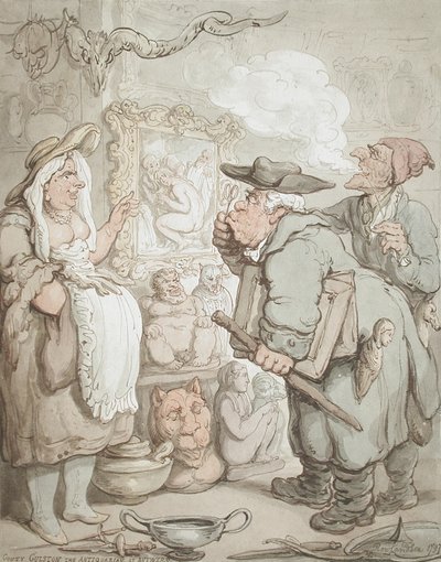 Gouty Gulston, sběratel starožitností v Antverpách od Thomas Rowlandson