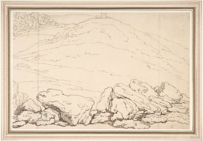 Kopcovitá krajina se skalami od Thomas Rowlandson