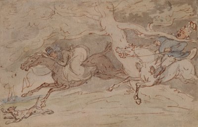 „Jak si zakroutit krk“ (pero, červený inkoust a akvarel na papíře) od Thomas Rowlandson