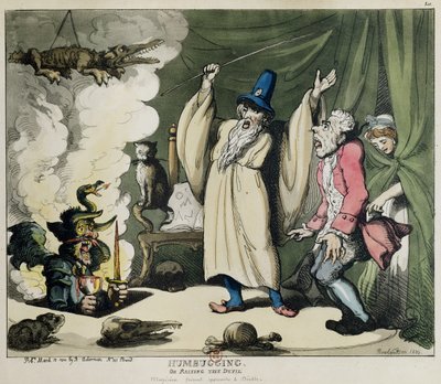 Humbugging nebo Raising the Devil, 1800 (barevné lito) od Thomas Rowlandson