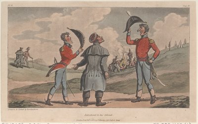 Představen svému plukovníkovi z Vojenských dobrodružství Johnnyho Newcome, 1815., 1815. od Thomas Rowlandson