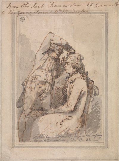 Jack Bannister ve své šatně od Thomas Rowlandson