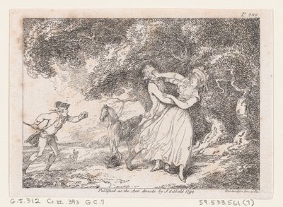 Joseph Hastens to Rescue Fanny from Imminent Danger, z The Adventures of Joseph Andrew..., 1792. od Thomas Rowlandson