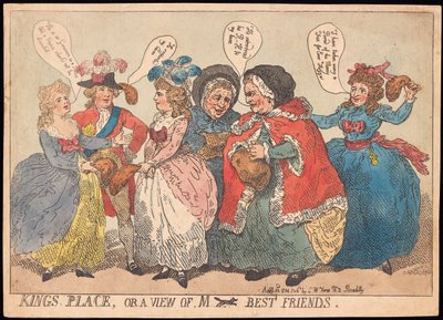 Kings Place, aneb pohled na M ---- Best Friends, hospoda. 1784 (ručně kolorovaná rytina) od Thomas Rowlandson
