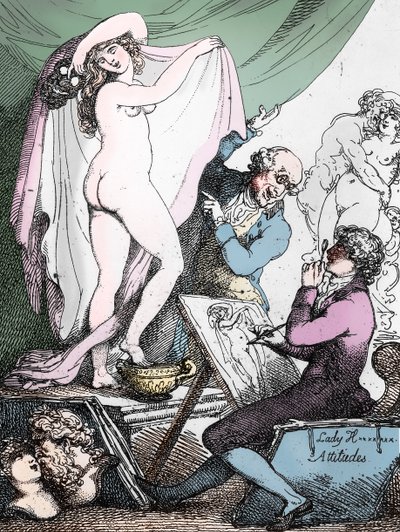 Postoje lady Hamiltonové, asi 1790 (lept) (čb fotografie) od Thomas Rowlandson
