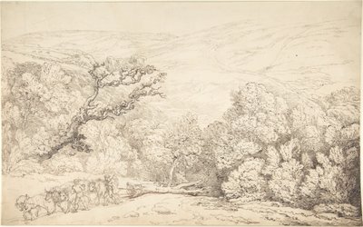 Krajina s voly a pokáceným stromem od Thomas Rowlandson