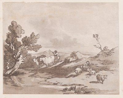 Krajina s postavou ženoucí dobytek k vodě, 21. května 1789, 21. května 1789. od Thomas Rowlandson