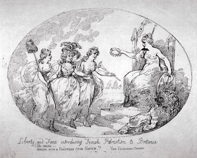 „Svoboda a sláva zavádějící ženské vlastenectví do Británie“, 1784 od Thomas Rowlandson