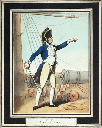 Poručík, poddůstojník královského námořnictva v 18. století od Thomas Rowlandson
