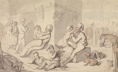 Kasárna lehké kavalérie (akvarel a pero a inkoust na papíře) od Thomas Rowlandson