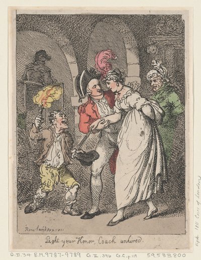 Zapalte svou čest, trenér nenajatý, 1811., 1811. od Thomas Rowlandson