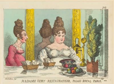 Paní Very, majitelka restaurace, Palais Royal, Paříž od Thomas Rowlandson
