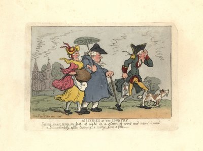 Muž a žena ztracení na venkově v noční bouři. od Thomas Rowlandson