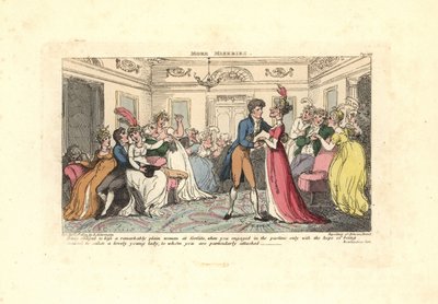 Muž byl nucen políbit ošklivou ženu na taneční párty. od Thomas Rowlandson