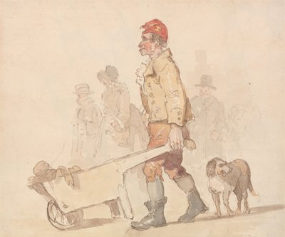 Muž s vozíkem a psem od Thomas Rowlandson