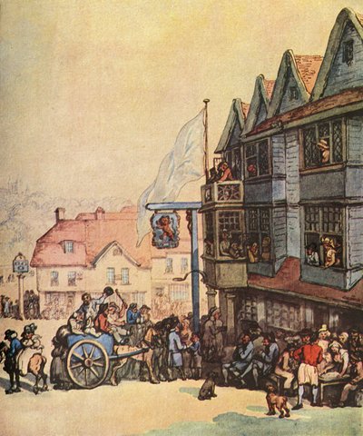 Market Day mimo Old Red Lion v Greenwichi, 1938 od Thomas Rowlandson