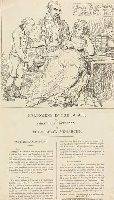 Melpomene v depresi; aneb: Dětské hry hájené divadelními panovníky od Thomas Rowlandson