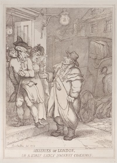 Londýnské strasti, aneb mrzutý a drzý kočí z Hackney od Thomas Rowlandson