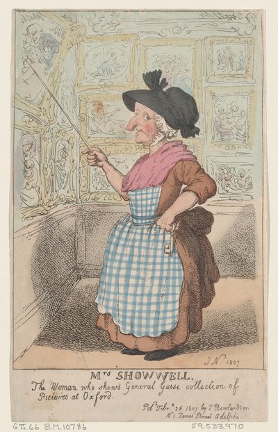 Paní Showell, žena, která ukazuje sbírku obrázků generála Guise v O..., 26. února 1807. od Thomas Rowlandson