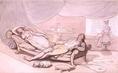 Hudba doma (pero a inkoust, akvarel) od Thomas Rowlandson