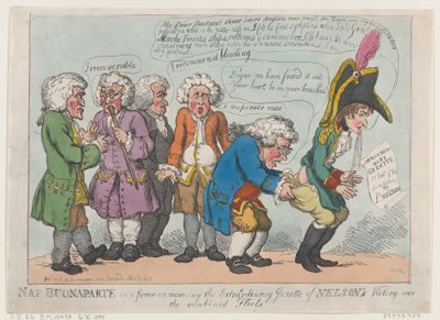 Nap Buonaparte v horečce při obdržení mimořádného věstníku Nelsonova..., 13. listopadu 1805. od Thomas Rowlandson