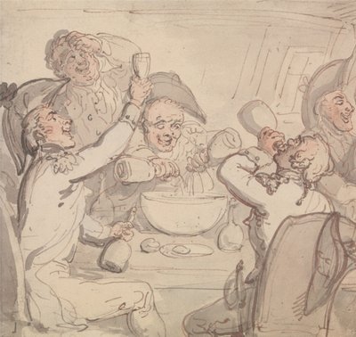 Námořní důstojníci a mísa s punčem od Thomas Rowlandson