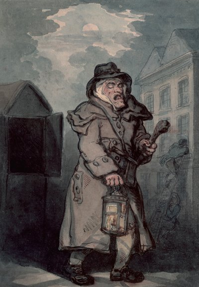 Noční hlídač, konec 18. století od Thomas Rowlandson