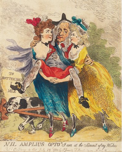 Nil Amplius Opto Jsem na summitu mých přání, hospoda. 1780 (ručně kolorovaná rytina od Thomas Rowlandson