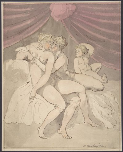 Objímající se nahý pár od Thomas Rowlandson