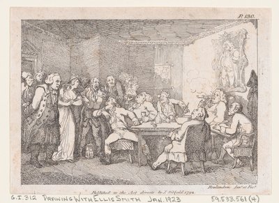 Parson Adams & Fanny vyšetřili jako viníky před venkovskou spravedlností, z Dobrodružství..., 1792. od Thomas Rowlandson