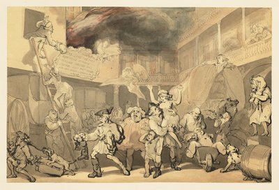 Peregrine zachraňuje Emilii z požáru hostince od Thomas Rowlandson