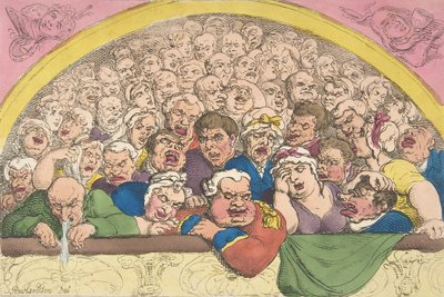 Holubí díra. Konvent Garden Contrivance to Coop up the Gods, 20. února, ..., 20. února 1811. od Thomas Rowlandson