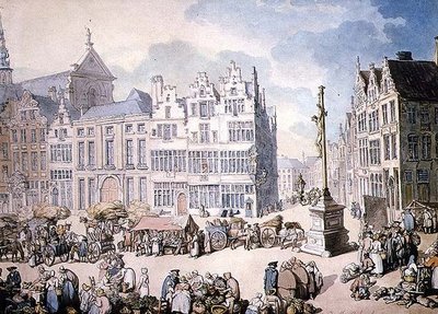 Place de Mer, Antverpy od Thomas Rowlandson