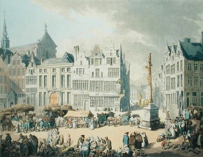Place de Mer v Antverpách (tisk vydal Ackermann od Thomas Rowlandson