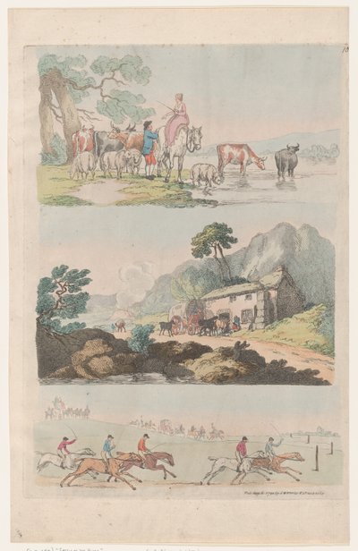 Deska 10, Obrysy obrazců, krajiny a dobytka...pro potřebu studujících, ..., 6. srpna 1790. od Thomas Rowlandson