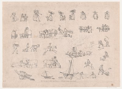 Talíř 2, Obrysy obrázků, krajiny a dobytka...pro potřeby studentů, červen..., 1. června 1790. od Thomas Rowlandson