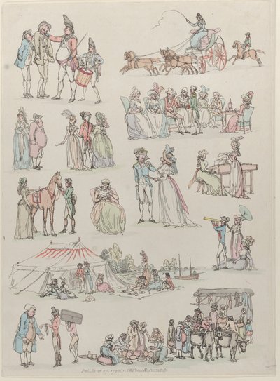 Deska 7, Obrysy obrazců, krajiny a dobytka...pro použití pro studenty, Ju..., 27. června 1790. od Thomas Rowlandson