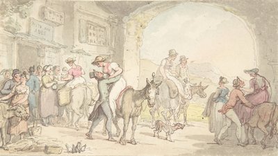 Pleasure of Poste aux Anes, od Sentimental Travels, ca. 1821. od Thomas Rowlandson