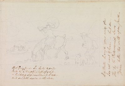 Přípravná skica k dílu „Dr. Syntax kreslí jezero“ od Thomas Rowlandson