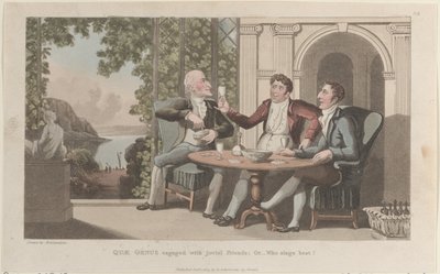 Quae Genus Engaged with Jovial Friends, Or-Who Sings Best, z The History o..., 1. ledna 1822. od Thomas Rowlandson