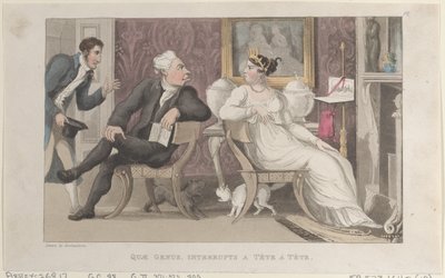 Quae Genus, Interrupts a Tête à Tête, z The History of Johnny Quae Genus, T..., 1. ledna 1822. od Thomas Rowlandson