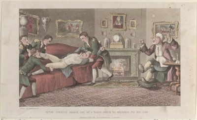 Quae Genus se obrátil z domu, který si spletl za svůj, z The Hist..., 1. února 1822. od Thomas Rowlandson