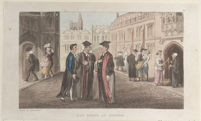 Quae Genus v Oxfordu, z Historie Johnny Quae Genus, The Little Found..., 1. listopadu, od Thomas Rowlandson