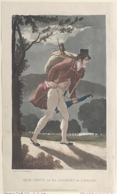 Quae Genus na jeho cestě do Londýna, z Historie Johnny Quae Genus, The ..., 1. března 1822. od Thomas Rowlandson