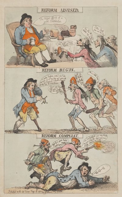 Reforma doporučena – reforma zahájena – reforma dokončena (úplná) od Thomas Rowlandson