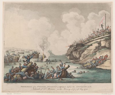 Zkouška francouzské invaze, jak byla provedena před invalidy na ostrovech ..., 18. května 1798. od Thomas Rowlandson