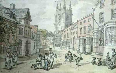 Saint Austell, Cornwall (pero a akvarel na papíře) od Thomas Rowlandson